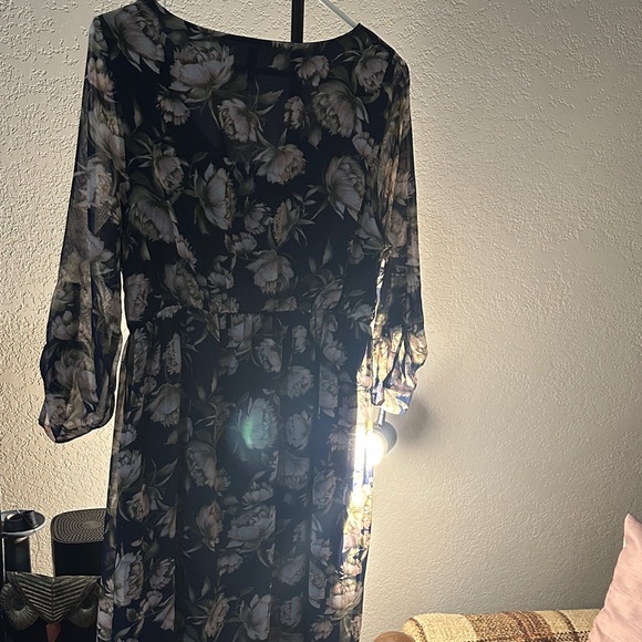 Pinkblush Black Floral Long Sleeve Dress - Picture 2 of 4